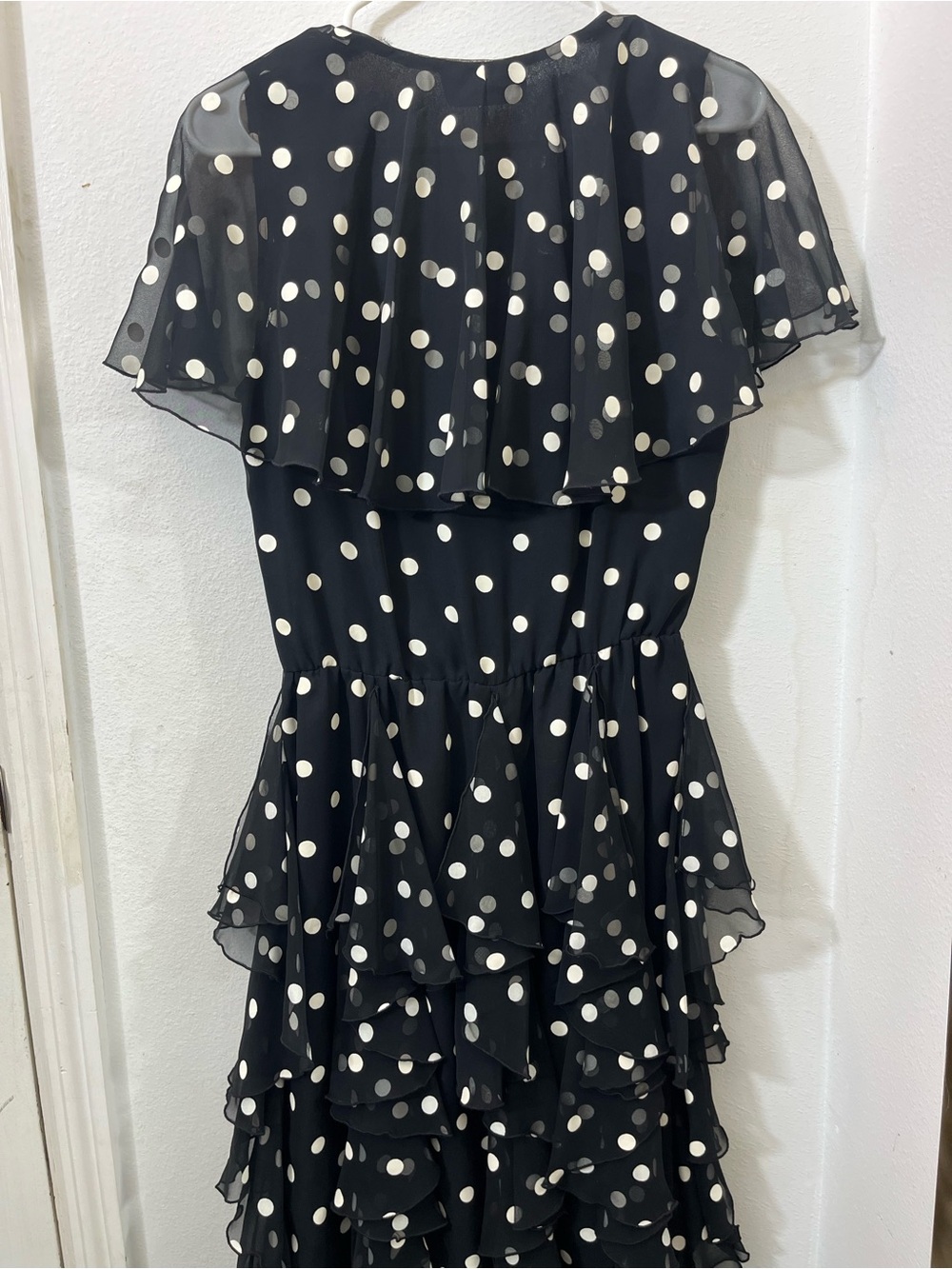 Vintage Pat Richards Michael Maiello Polka Dot Chiffon Midi Dress 10